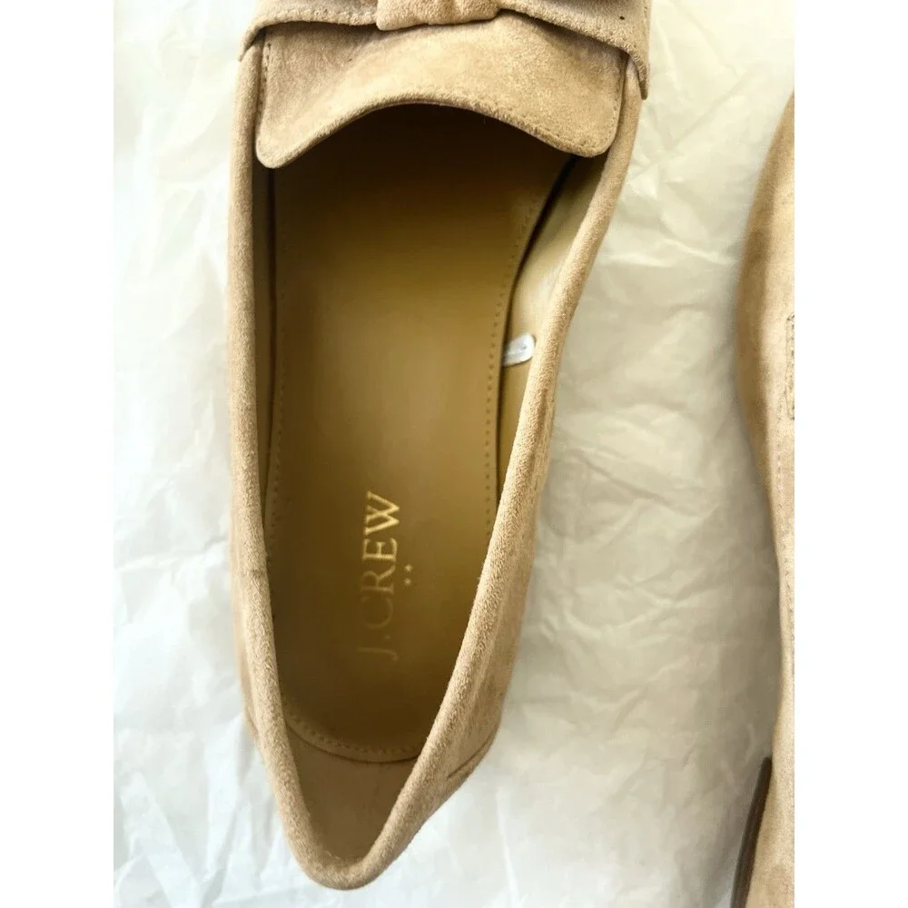 J.Crew Shoes Size 9.5 Faux Suede Loafers Flats Bow Slip On Comfort $128 Shoes